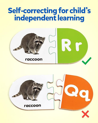 Coogam Learning Alphabet Matching Game, 36pcs Self-Correcting Sight Words Letter Number Cards, Fine Motor Educational Montessori Toy for Preschool Kindergarten 3 4 5 Years Old