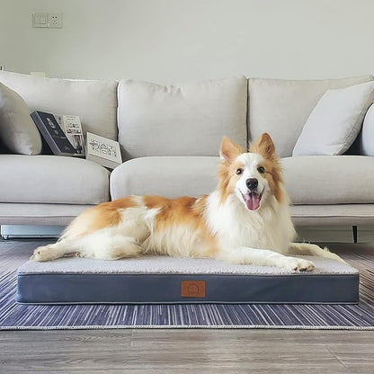 Sunheir Washable Medium Dog Bed Covers Soft Plush Replacement, Waterproof Dog Bed Liner, Pet Bed Cover with Zipper 30x20x3 Inches, Grey, Cover Only