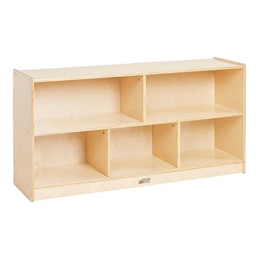 ECR4Kids 5-Compartment Mobile Storage Cabinet, Toddler, Classroom Furniture, Natural