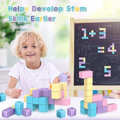 Magnetic Building Blocks Toys for Toddler Girls Boys Age 3-5 5-7 4-8 Macaron Magnetic Blocks Stem Sensory Toys, Preschool Learning Activities Birthday for 3 4 5 6 7 Year Old Boys Girls