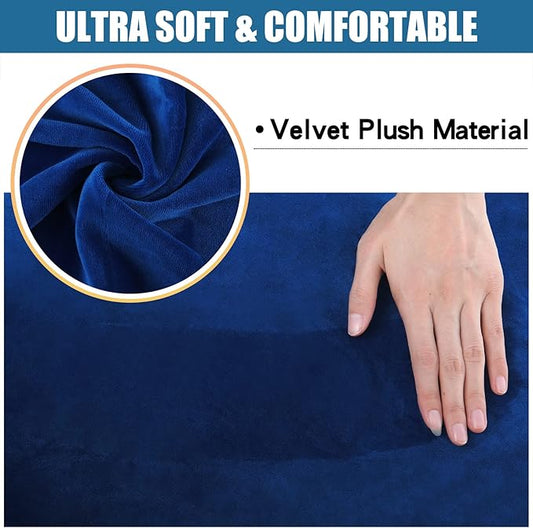 Smiry Velvet Seat Covers for Dining Room Chair Set of 4, Stretch Fit Removable Washable Chair Seat Cushion Protector Slipcovers with Ties, Federal Blue