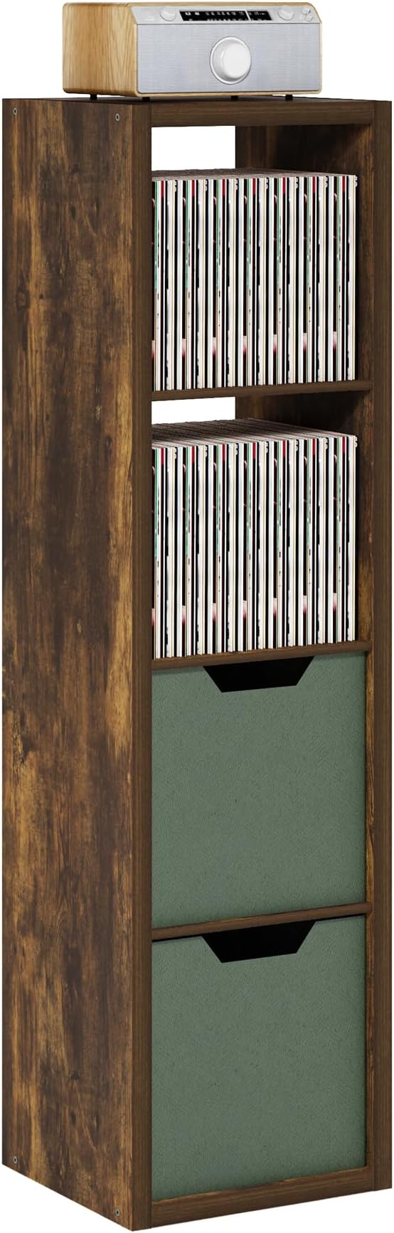 Furinno Cubicle Open Back Decorative Verticle Cube Storage Organizer, 4-Cube, Amber Pine