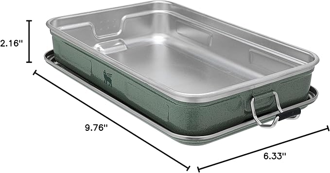 STANLEY Classic Legendary Useful Box 1.25 qt | Metal Snack and Lunch Box | Durable Stainless Steel Travel Food Storage Container | Hiking, Camping, School, or Work | BPA-Free | Hammertone Green