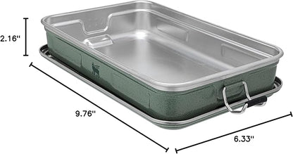 STANLEY Classic Legendary Useful Box 1.25 qt | Metal Snack and Lunch Box | Durable Stainless Steel Travel Food Storage Container | Hiking, Camping, School, or Work | BPA-Free | Hammertone Green