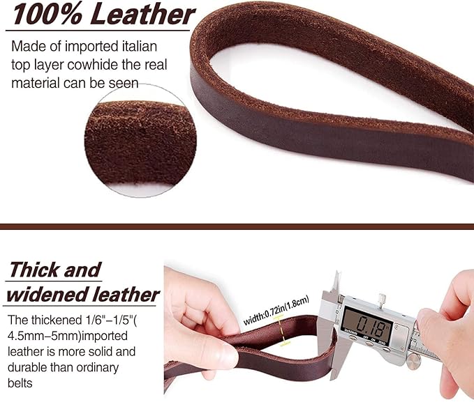 LWBMG Leather Dog Leash 8ft x 3/4 inch, Dog Leashes for Large Dogs Heavy Duty, Strong and Soft Handmade Braided Dog Training Leashes, Comfortable Leather Leash for Large Medium Small Dogs