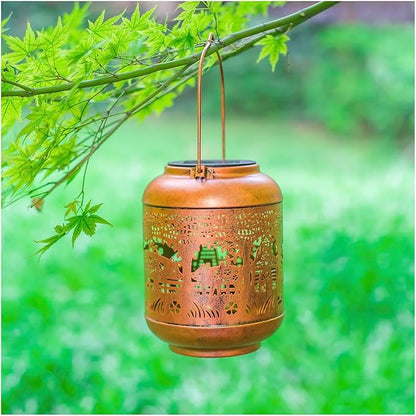 Pig Solar Lanterns Outdoor Waterproof Hanging Solar Lights Pig Gifts for Women Men Mom Metal Decorative LED Outdoor Lanterns for Patio, Lawn, Landscape, Garden Decor, Yard Decorations