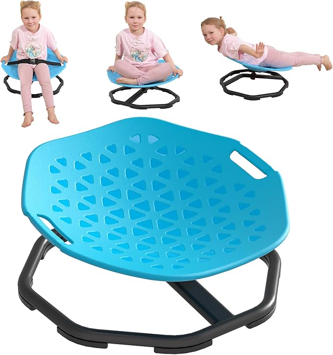 Sensory Spinning Chair for Autistic Kids,Upgraded Swivel Chair for Kids with Handles, Improves Focus and Balance, Ideal for Indoor and Outdoor Play Equipment (Safety Belt Included)