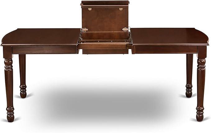 East West Furniture DOCE7-MAH-10 7 Piece Dinette Set Consist of a Rectangle Dining Room Table with Butterfly Leaf and 6 Dahlia Linen Fabric Parsons Dining Chairs, 42x78 Inch, Mahogany