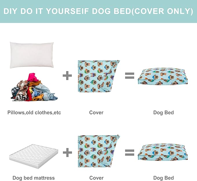 Dog Bed Covers Replacement Washable, Waterproof Dog Bed Cover with Zipper, 30Lx20Wx3H inch Durable Oxford Pet Bed Cover for Outdoor/Indoor Use, Cover Only, Hats Pattern