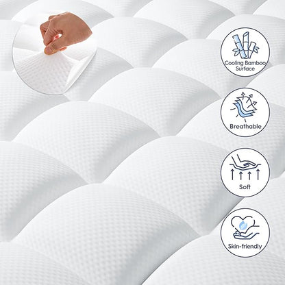 ELEMUSE Twin XL Size Dual Layer 3 Inch Memory Foam Mattress Topper for Pressure Relief, Breathable Pillow Top Mattress Pad with Deep Pocket, Enhanced Support, Non-Slip Design & Removable & Washable