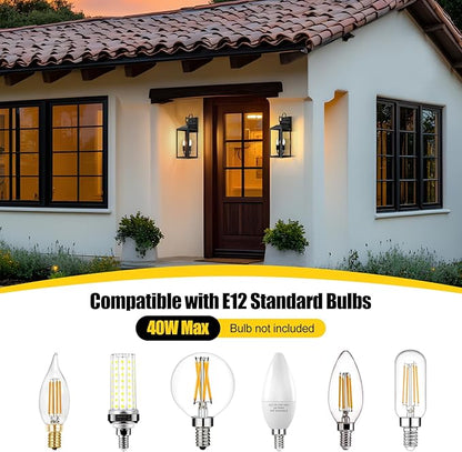 18'' Large Outdoor Wall Lights, Exterior Waterproof Modern Wall Sconce Light Fixture, Industrial Front Porch Light with Clear Glass, Matte Black Anti-Rust Outdoor Lights for House Garage Doorway