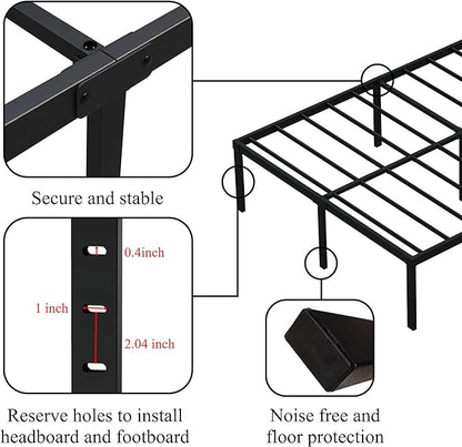 16 Inch California King Bed Frames No Box Spring Need, Platform Cal King Bed Frame with 14 Inch Storage, 3500 lbs Heavy Duty Metal Slats Support, Easy Assembly Mattress Foundation