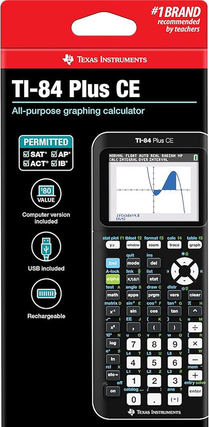 Texas Instruments TI-84 Plus CE Color Graphing Calculator, Black