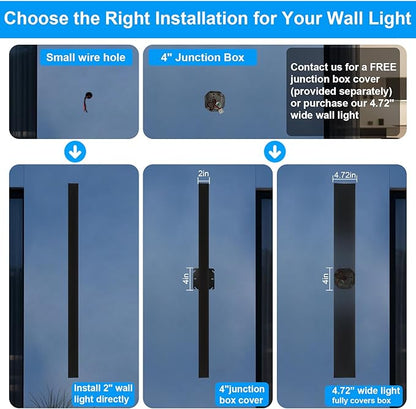 Modern Outdoor Wall Lights - 70.8inch Black Exterior Light Fixtures Wall, Porch Lights Outdoor Wall Sconce, Patio Long Strip Wall Light Fixtur Outside for Garage, House