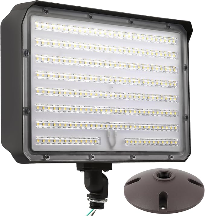 180W Outdoor LED Flood Light Dusk to Dawn with Knuckle, 25200LM 1500W Equivalent, 100-277V 5000K Daylight, ETL Commercial LED Flood Light Fixture, Outdoor Security Lighting for Landscape/Parking Lot
