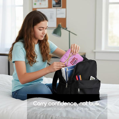 Primo Lines Period Pouch – Compact, Stylish, Discreet Period Bag For School with Waterproof Lining Fits Pads & Tampons, Cute Pad Bag for Teens, Travel, School, Girls Period Kit