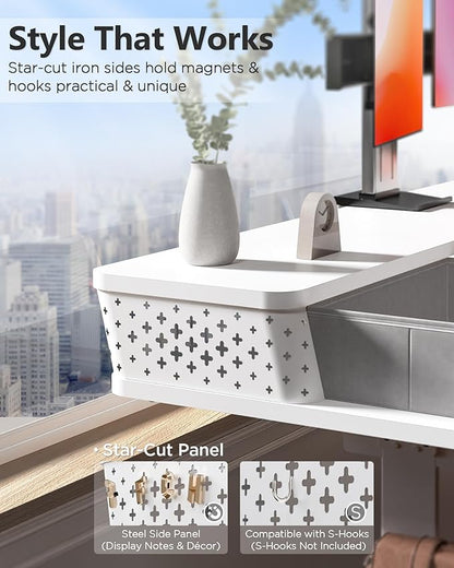 48x24 Inch Standing Desk with Double Drawers, C-Clamp Mount Compatible, Electric Adjustable Height Computer Stand Up Desks, Home Office Sit Stand Table with 3 Preset Heights & 2 Hooks, White
