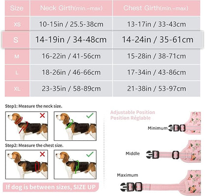 HEELE Dog Harness Harness for Small Dogs No Pull Dog Vest Harness for Small Dog with Soft Padded Handle Reflective for Outdoor Training, Flower-Pink, S