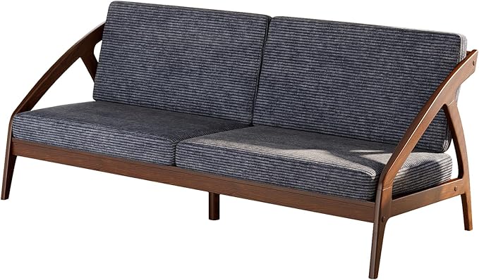 73.4" Solid Wood Upholstered Sofa, Comfortable Seat Cushion, White Waxwood Full Solid Wood Frame, Removable Cover, Suitable for Bedroom and Living Room, Easy to Assemble, Office Sofa