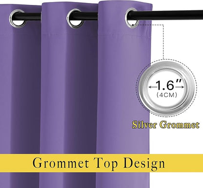 NICETOWN Room Darkening Curtains for Doorway 78" L Lilac Purple, Grommet Light Blocking Window Treatments Blackout Privacy Drapes for Living Room/Kids Room, 2 Panels, W52 x L78