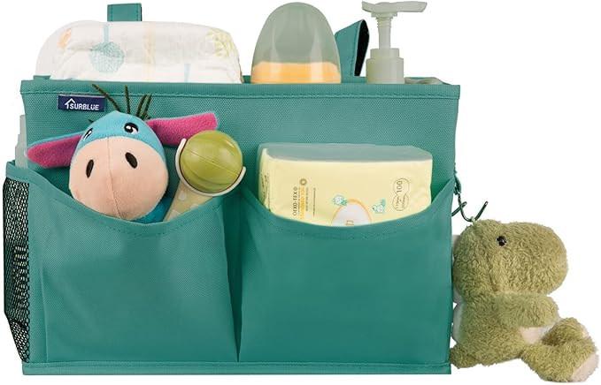 Surblue Caddy Hanging Organizer Bedside Storage Bag for Bunk and Hospital Beds, Teal, Small