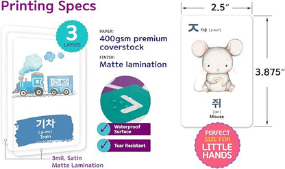 2-Pack Gift Set Korean Alphabet Flashcards for Toddlers, Preschoolers & Beginners | Hangul, Numbers, Colors, Shapes, + 196 Common Household Items Vocabulary