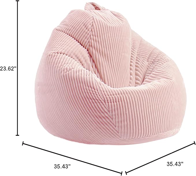 LPMOERA Bean Bag Chairs for Kids/Teen with Memory Foam Filling Bean Bag Sofa with Soft Corduroy Fabric BeanBag Chair for Living Room Bedroom College Dorm Reading Chair Light Pink