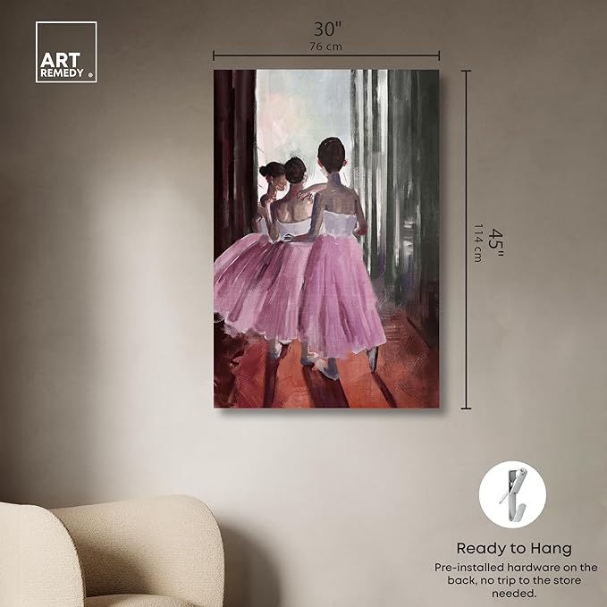 Art Remedy Little Girls Ballerinas Canvas Classic Vintage Wall Art, Gallery Wrapped, 30" x 45"