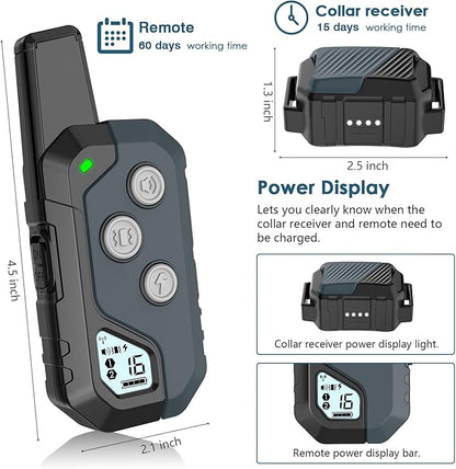 Shock Collar for Dogs, IP67 Waterproof Dog Training Collar with Remote, 3 Training Modes with Beep, Vibration, and Safe Static, Rechargeable E Collar for Large Medium