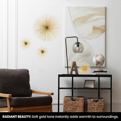 Torre & Tagus 7" Spike Gold Sphere Decor (Steel Metal Ball) - Starburst Table Decor For Decoration, Handmade Sputnik Geometric Decorative Objects, Mid-Century Modern Decor, Gold Home Accents for Shelf