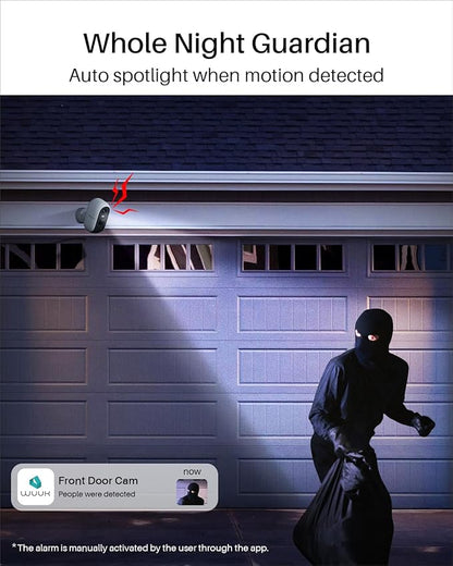 WUUK Security Cameras Wireless Outdoor, Indoor Home Surveillance System, 2K, No Monthly Fee, Motion Alert, Night Vision, 2.4/5 GHz WiFi, 32G Local Storage, Compatible with Alexa & Google, 2-Camera Kit
