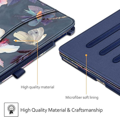 Fintie Multi-Angle Case, 2017/2015 iPad Pro 12.9 inch (Old Model) 1st & 2nd Gen Case - [Corner Protection] Folio Stand Cover with Pencil Holder & Pocket, Auto Wake/Sleep, Blooming Hibiscus