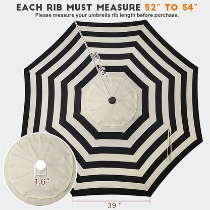 Blissun 9ft Patio Umbrella Replacement Canopy, Market Umbrella Top, Outdoor Table Umbrella Canopy for 8 Ribs, Canopy Only