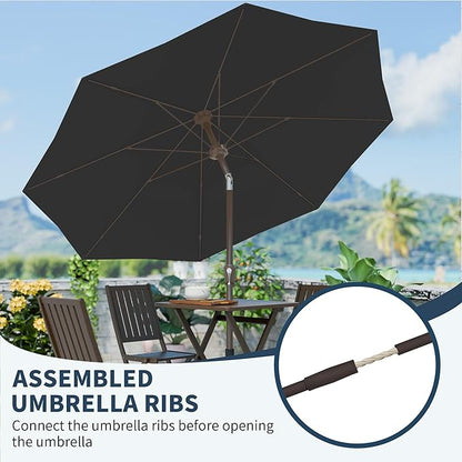 PatioKingdom 11FT Patio Umbrella,Outdoor Umbrella with Push Button Tilt and Crank,Market Table Umbrella with 8 Sturdy Fiberglass Ribs UV Protection