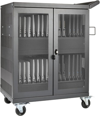 Tripp Lite 32-Port AC Charging Cart Storage Station for Chromebooks, Laptops & Tablets - Secures Devices in Locking, Vented, Wall-mountable Steel Cart - 2-Year Warranty (CSC32AC)