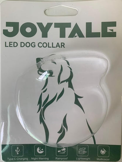 Joytale Light Up Dog Collar, Rainproof and Rechargeable LED, 9 Flashing Modes, Glow for Night Walking, Cuttable Soft Silicone Collar for Small and Medium Dogs, 17.7 Inch