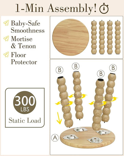 Masupu Solid Wooden Step Stool for Adults Kids, 11 inch Small Foot Stool, Non-Slip One Step Stool, Sturdy Foot Stool for Bathroom, Bedroom, Kichen, Plant Stand(Natural)