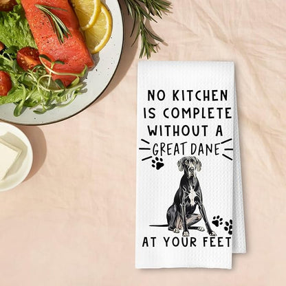 Great Dane Funny Dog Kitchen Towels - A Kitchen is Not Complete Without A Great Dane Dish Towel Waffle Weave Hand Towels for Home Bathroom,16×24 Inch
