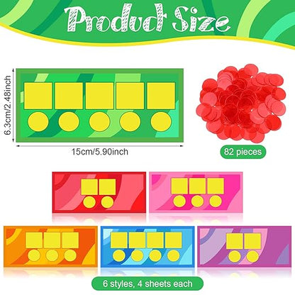 Sound Box Mats and Chips 24 Pcs Dry Erase Mats and 84 Pcs Chips Phonemic Awareness Games Phonics Reading Games Ezread Sound Box Kit(Adorable Style,Cardboard)
