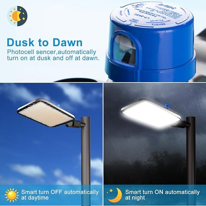 Lightdot 500W Parking Lot Lighting 75000Lm(150Lm/W) LED Parking Lot Lights Commercial with Smart Photocell Dusk to Dawn 5000K Street Light with SlipFitter Mount for Driveway/Parking Lot- 2Pack