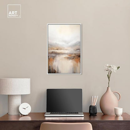 Art Remedy Natural Cascades Canvas Muted Abstract Wall Art, White Frame, 16" x 24"
