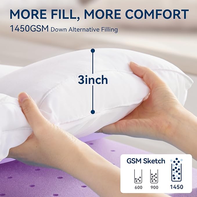 BDEUS Dual Layer 5 Inch Memory Foam Mattress Topper Twin XL Size for Dorm Room, 2 Inch Gel Memory Foam Plus 3 Inch 1450 GSM Pillow Top Mattress Pad Cover,College Dorm Essentials,White
