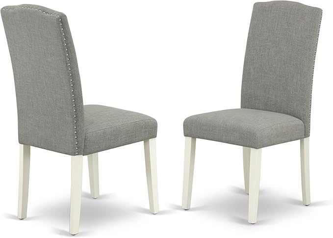 East West Furniture V027EN206-7 7 Piece Dining Table Set Consist of a Rectangle Kitchen Table with V-Legs and 6 Dark Shitake Linen Fabric Parson Dining Chairs, 40x72 Inch, Multi-Color