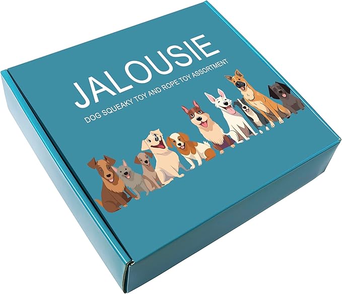 Jalousie Multipack Dog Squeaky Toys Bulk Bundle Pup Toy - Puppy Toys for Pets for Small Medium Breed (12 Pack Rope and Plush Animals)