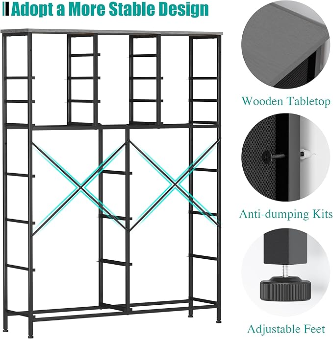 Chest of Drawers for Bedroom, Tall Gray Fabric Dresser with 18 Deep Drawers, Large Clothes Organizer Bin Vertical Storage Cabinet for Closet, Nursery, Office