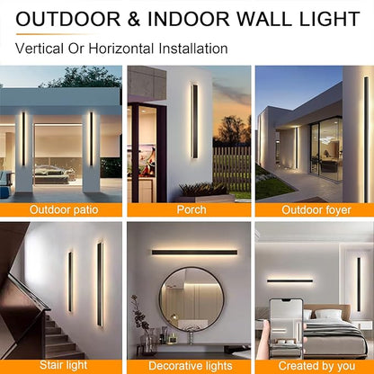 Modern Outdoor Wall Light, 2pack 70.8inch Black Exterior Lighting Fixture Wall Mount, IP65 Waterproof 3000K Porch Lights Wall Sconce,Long LED Linear Outside Lighting for House,Garage