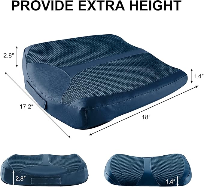 Car Memory Foam Heightening Seat Cushion for Short Drivers,Hip/Tailbone/Lower Back Pain Relief Driving Booster seat for Adults,for Truck,SUV,Office Chair,Wheelchair,etc.(Blue)