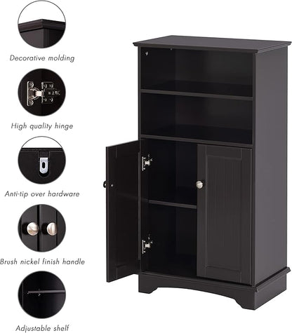 Spirich Modern Espresso Wood Bathroom Storage Cabinet, 23.62" W x 11.81"D x 40.15"H, 2 Doors, 3 Adjustable Shelves, Freestanding, Perfect for Bathroom, Entryway, Living Room & Dining Room