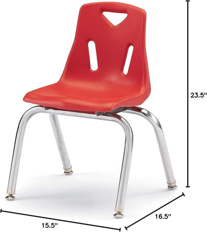 Berries Jonti-Craft 8144JC6008 Stacking Chairs with Chrome-Plated Legs, 14" Height, Red, Pack of 6