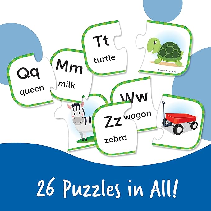 Learning Resources ABC Puzzle Cards, Kindergarten Readiness, Self Correcting Puzzles, Alphabet Learning Games, Puzzles for Toddlers, Ages 3+